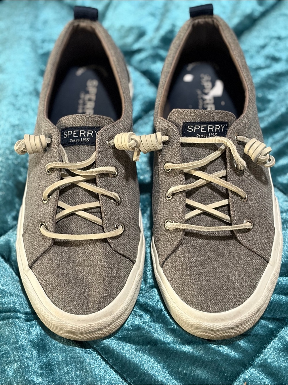 Sperry Canvas Boat Shoes with Cream Laces